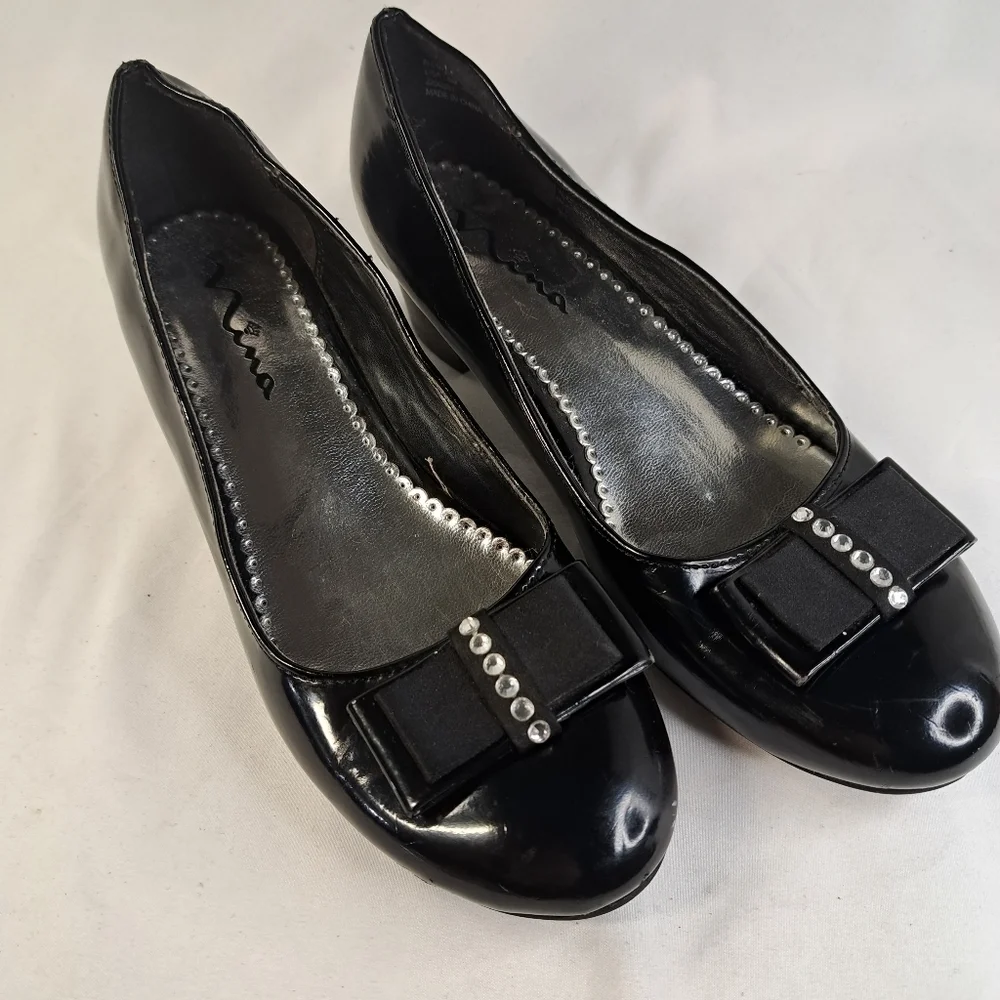 𝅺nina Black Patent Leather Heels Kids Size 3